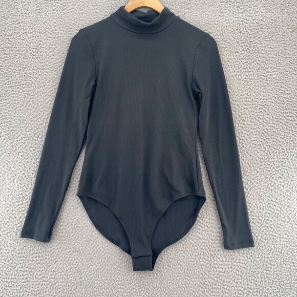 girlfriend collective Tops - Girlfriend Collective Top Womens Large Vivien Gray Ribbed Mock Neck Bodysuit